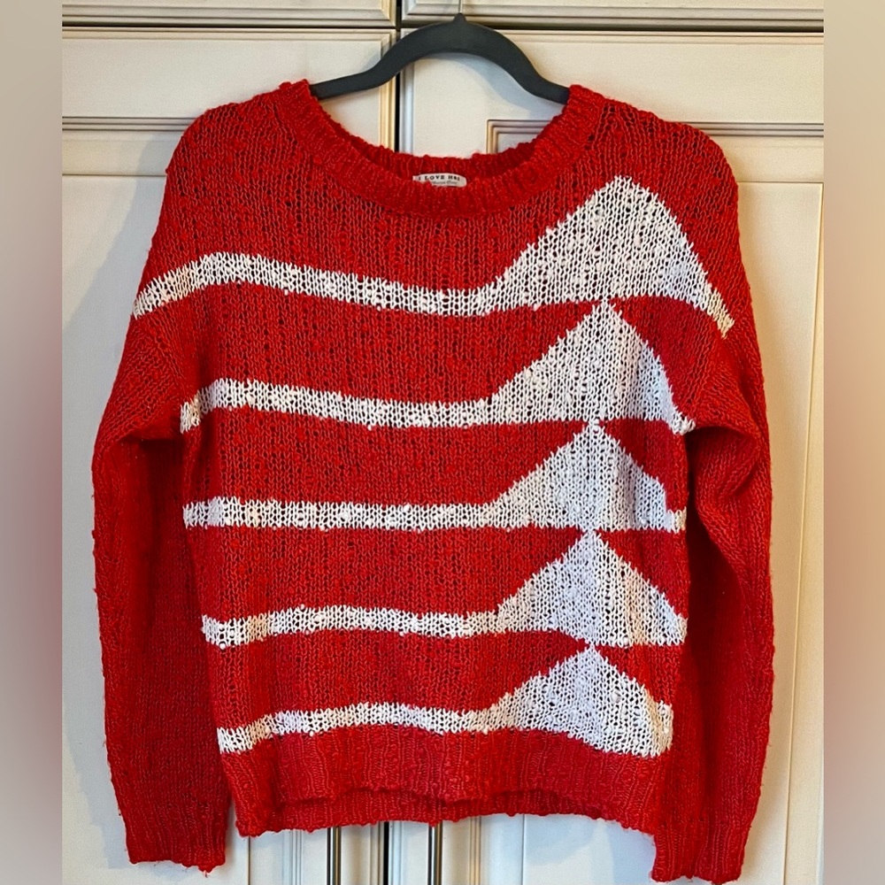Holister “I Love H81” Sweater. Color, knit, design and color create interest. M